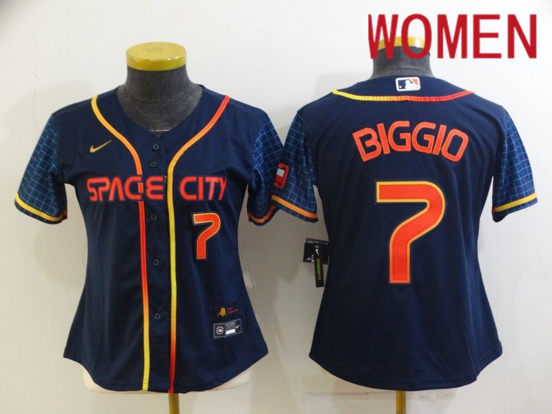 Cheap Women Houston Astros 7 Biggio Blue City Edition Game Nike 2022 MLB Jerseys